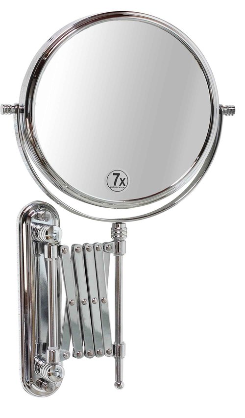 Deco Brothers Wall Mount Extendable Mirror, 8 Inch Double Side with 7X Magnification, Chrome