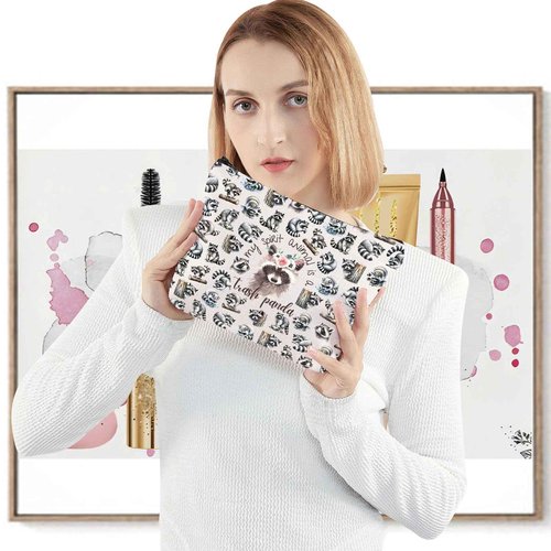 WZMPA Racoon Themed Cosmetic Bag Racoon Lover Gift My Spirit Animal Is A Trash Panda Makeup Zipper Pouch Bag Animal Lover Gift (Trash Panda F)