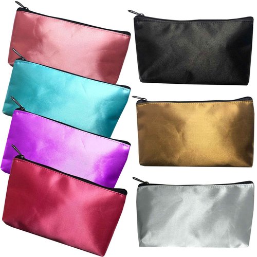 HappyDaily Pack of 7 Fashion Design Muliti-functional Bag Using as Makeup bag or Cosmetic Pouch or Travel Toiletry or Carrying Purse (Pink/Sky Blue/Hotpink/Purple/Gold/Silver/Black)