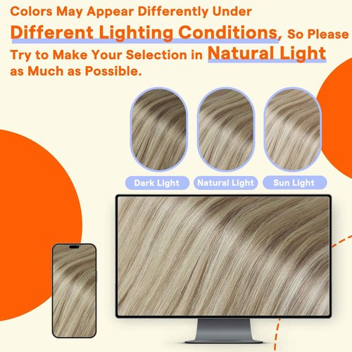 Full Shine Tape in Hair Extensions Human Hair 16 Inch Tape Extensions Real Human Hair Color 18 Ash Blonde and 613 Light Blonde Invisible Tape Ins Human Hair Extensions 50Grams 20Pcs for Party