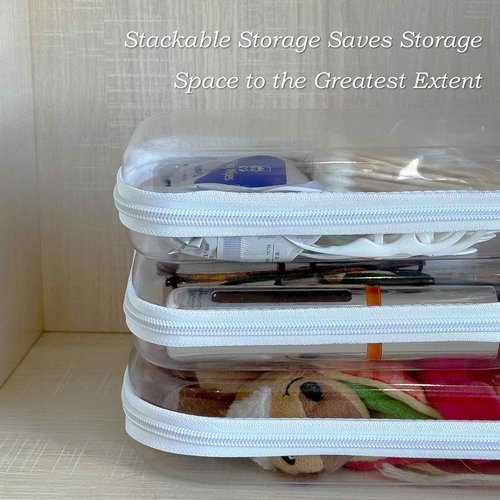 Gberlczz Clear Hard Zipper Case for Storage, Durable Clear Zipper Pouches, Hard Plastic Zippered Pencil Pouch for Snacks Toy Travel Organizer