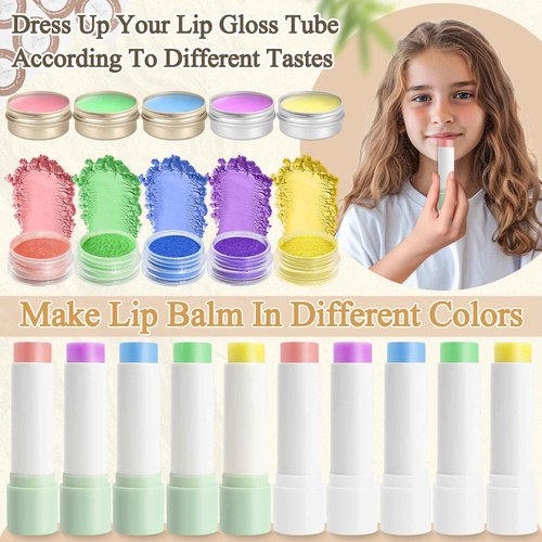JUYRLE Lip Balm Making Kit- Coconut Lip Gloss Kit with Beeswax, Jojoba Oil, and Coconut Oil for Adults & Girls, Make Your Own Lip Balm– DIY Moisturizing Lip Care