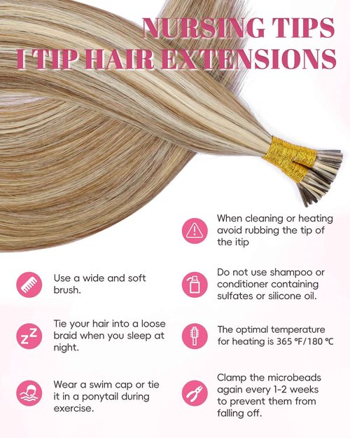 KiiKiiGirl Remy I Tip Hair Extensions Human Hair 20 Inch #7/60 Chocolate Brown to Caramel Blonde Itip Human Hair Extensions Invisible Silky Straight 30g/30s