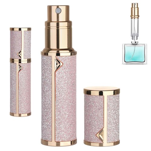 Qavhun Refillable Travel Perfume Atomizer Bottle - 5ml Luxury Pocket Perfume Dispenser Pump, Travel Perfume Atomiser, Cologne Dispenser, Portable Size Sprayer Bottle for Traveling (Pink - 1)