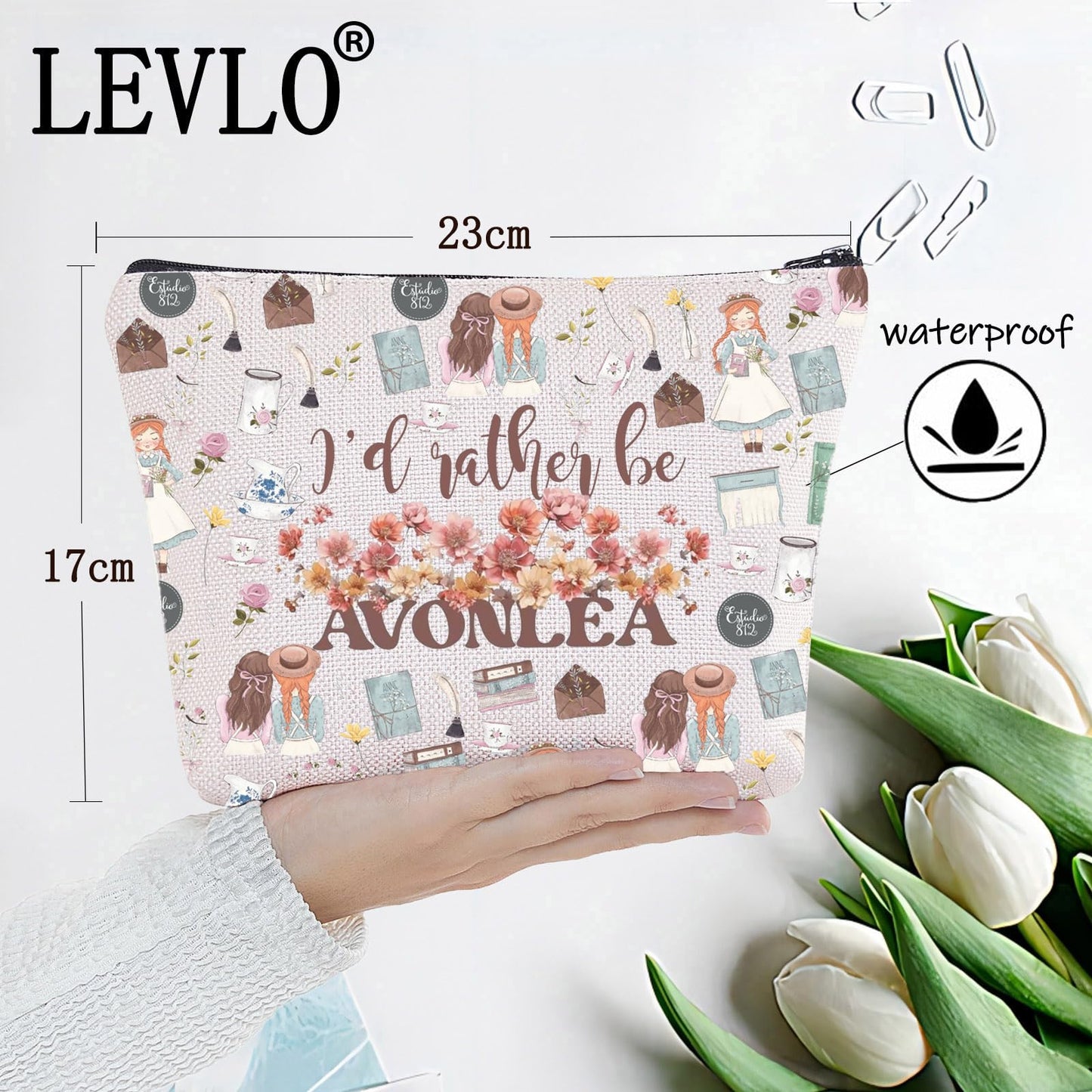 LEVLO Anne Green Fans Cosmetic Bag Movie Fans Gift I'd Rather Be In Avonlea Makeup Zipper Pouch Bag For Women (In Avonlea Full Bag)