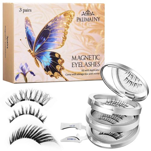 magnetic eyelashes,3pairs,3styles，magnetic eyelashes with applicator,natural look,wispy,butterfly,No glue needed,Reusable,Waterproof Easy to apply
