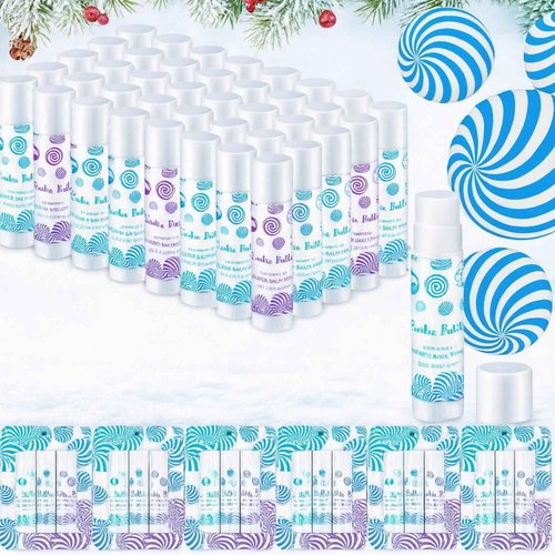 Leelosp 72 Pcs Christmas Lip Balm Gifts Bulk Candy Shapes Lipstick Set Sugar Moisturizing Balms Natural Organic for Christmas Gifts Stocking Stuffers for Coworker Employee Winter Holiday Party Favors
