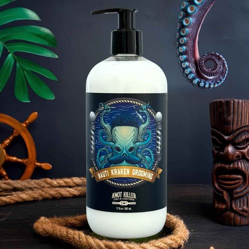 Knot Killer Leave In Conditoner, 17 fl oz - Sulfate & Paraben Free, All Natural Hair & Beard Detangler, Cooling Pepermint Moisturizer for All Hair Types