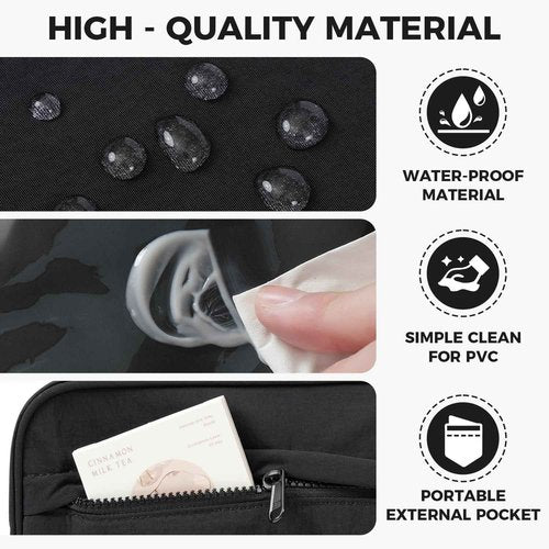 prezon Toiletry Bag For women,Portable Hanging Organizer,4 Leakproof Compartment for full-sized Conditioner, Brushes Set, Makeup Accessories,Visible and easy to access.L-black