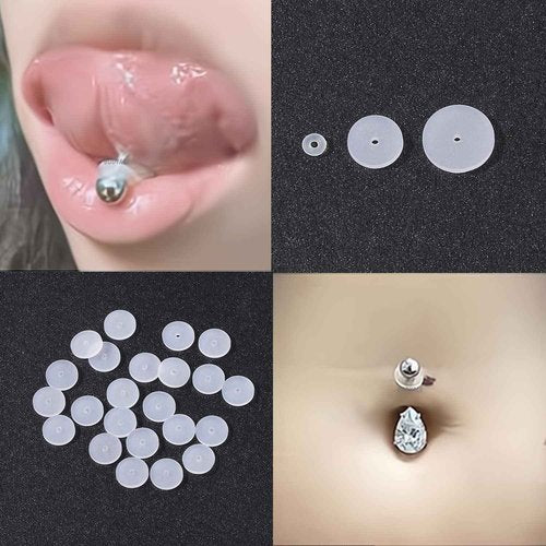 BodyAce 100pcs Clear Silicone Earrings Backs, Clear Piercing Disc for Piercing Bump, Plastic Disc Pads Stabilize Earlobe Support Patches (Disc Diameter: 3,9mm)