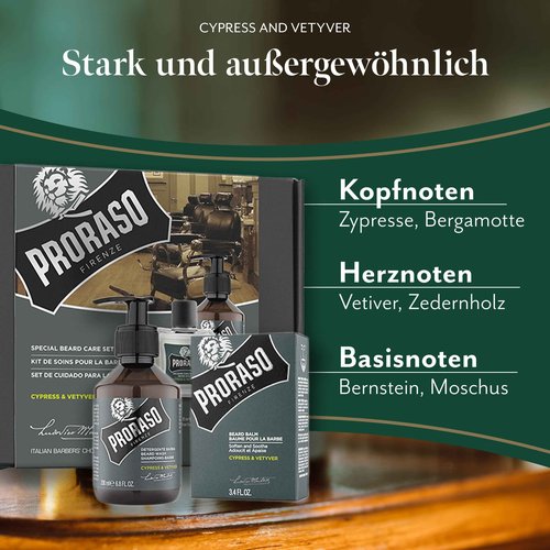 Proraso Beard Care Duo Kit for New or Short Beards with Beard Balm and Beard Wash, Cypress & Vetyver