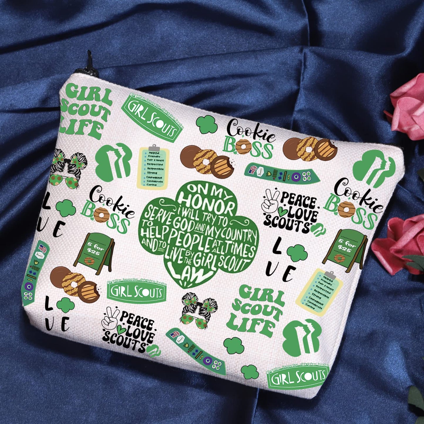 POFULL Scout Cookie Boss Cosmetic Bag Girl Troop Leader Gift Cookie lover gift (Cookie Boss Cosmetic Bag)