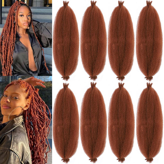 Ginger Afro Twist Hair 8 Packs Marley Twist Braiding Hair 24 Inch Springy Afro Twist Hair Long Kinky Braiding Hair Wrapping Hair for Soft locs Crochet Braiding Hair for Women (24 Inch, 350#)……