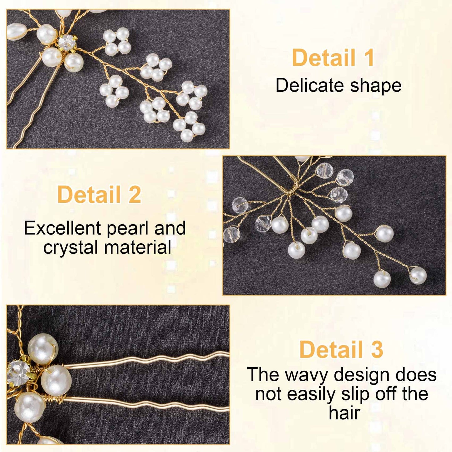 ANCIRS 5 Pack Pearl Bridal Wedding Hair Styling Pins, Bling Crystal Leaves Style Bride Head Piece, Sparkling Diamond Flower Hair Accessories for Women & Girls Bridemaids Wedding Hairstyles- Gold