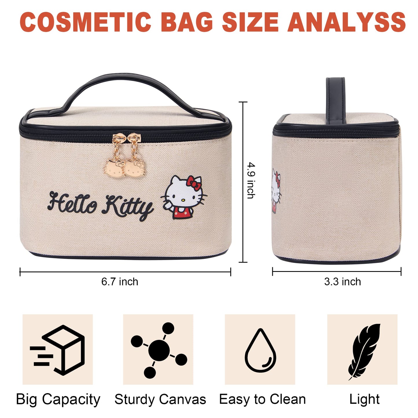 Large Capacity Cosmetic Bag Makeup Bag Toiletry Pouch Packing Bag for Women (Beige-1)