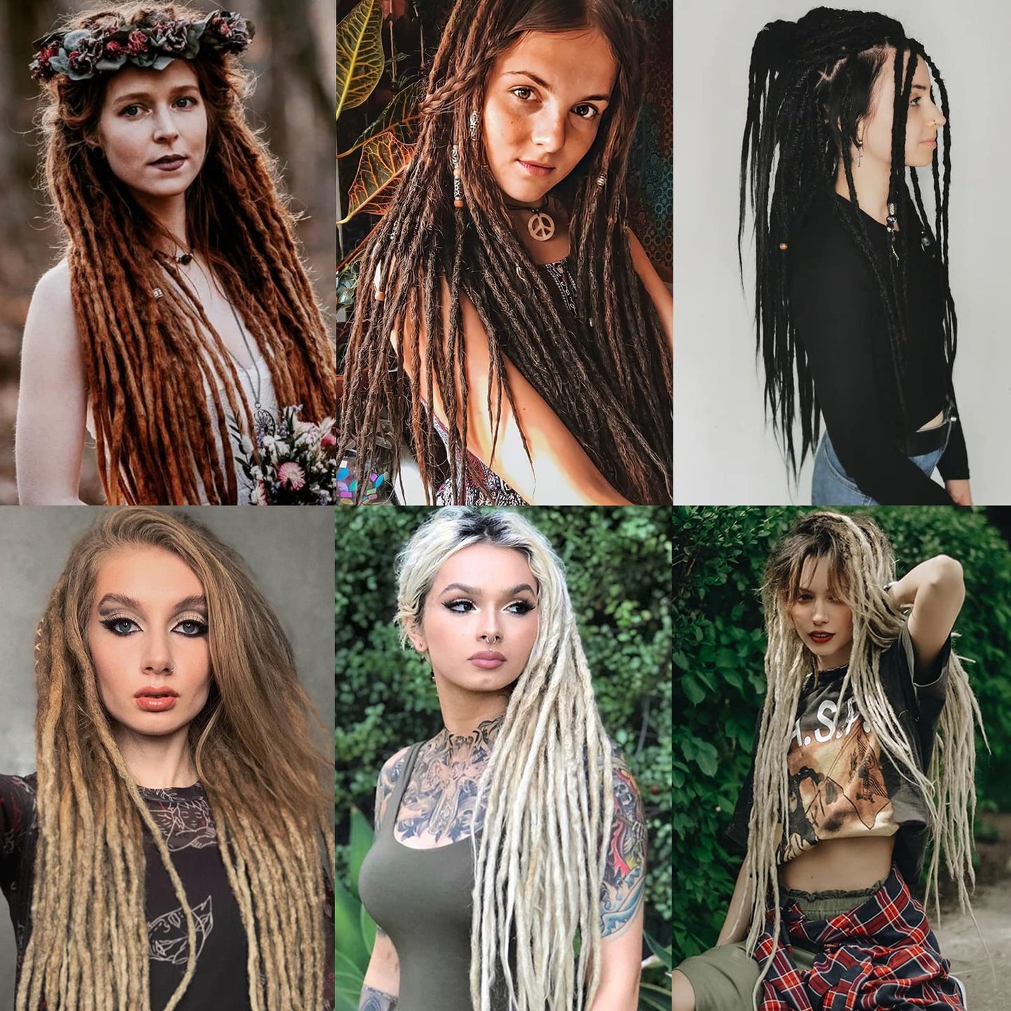 Leeven Lavender Synthetic Dreadlock Extensions 24 Inch 40 Strands Single Ended Light Purple Thin Crochet Dreads Handmade Reggae Style Soft Loc Extensions for Women Men