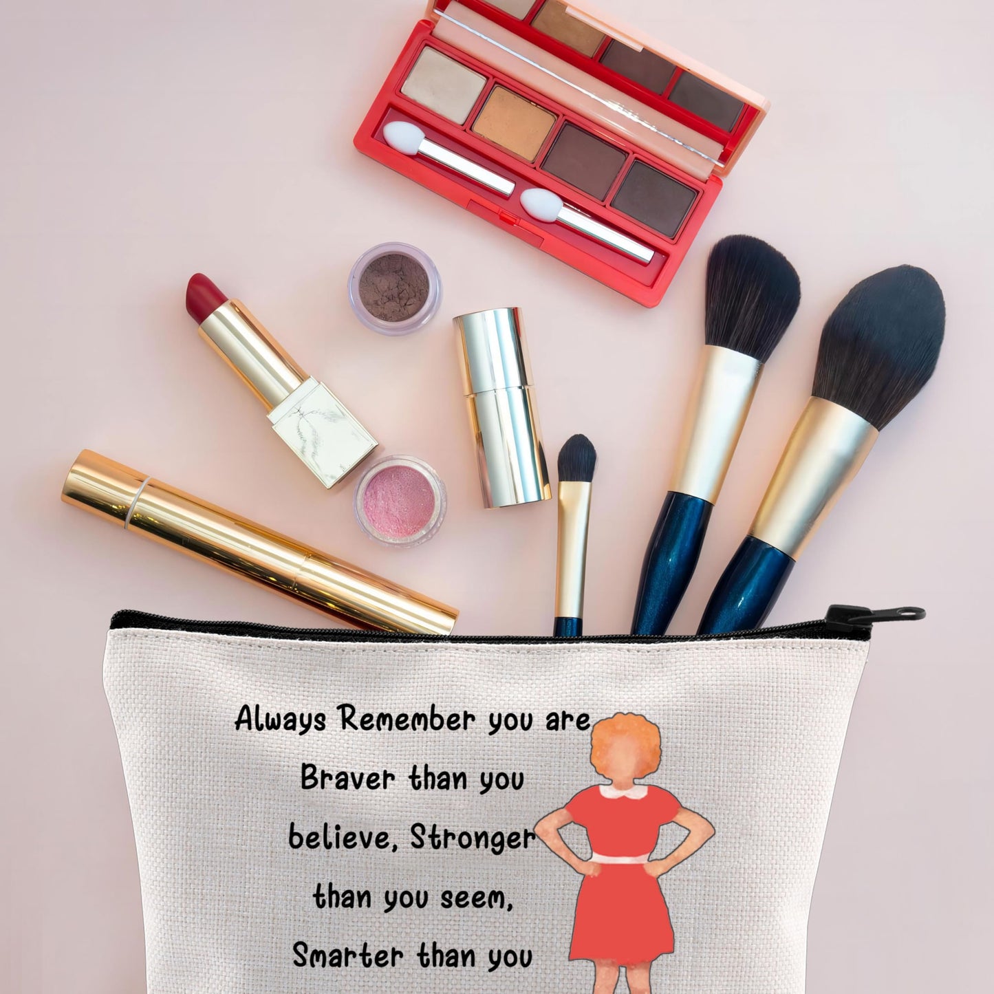 VAMSII Annie Musical Gift Makeup Bag Polyester, Waterproof Canvas, Inspirational Quote, 16*23 cm, Ideal for Travel, Work, Theatre Fans