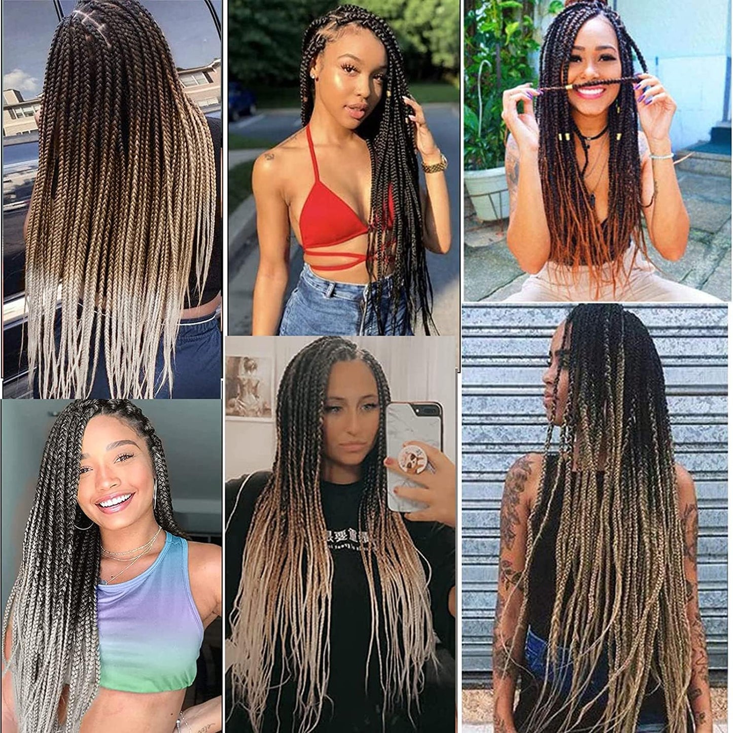 Braiding Hair Pre Stretched - Ombre Pre Stretched Braiding Hair 36 Inch Braiding Hair Soft Yaki Texture 8 Packs Crochet Hair Extensions Braids for Black Women (36 Inch(8Packs), Black/Dark Blue)