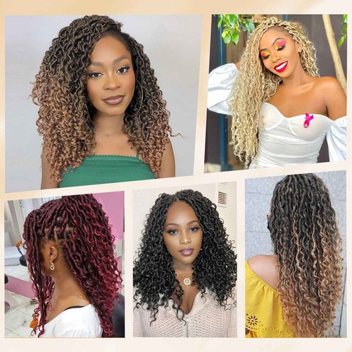 Callia Faux Locs Crochet Hair 14 Inch 8 Packs Goddess Locs Crochet Hair for Black Women Pre Looped Locs Crochet Hair, Crochet Faux Locs with Curly Ends 1B