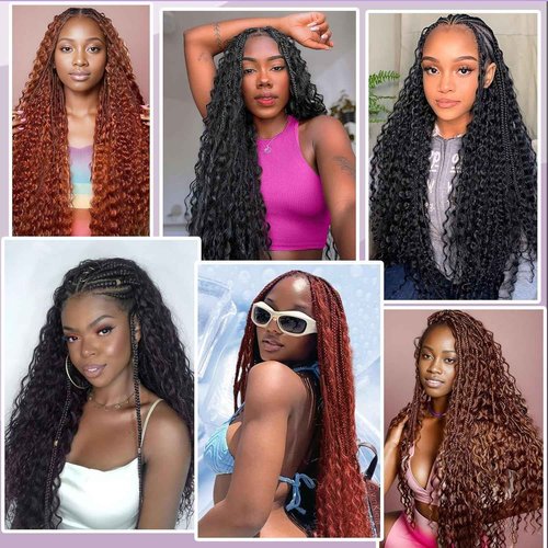 Ubinica P4/27 Deep Wave Braiding Human Hair 2 Bundles Total 100g 20 Inch Deep Wave Bulk Braiding Hair for Boho Braids