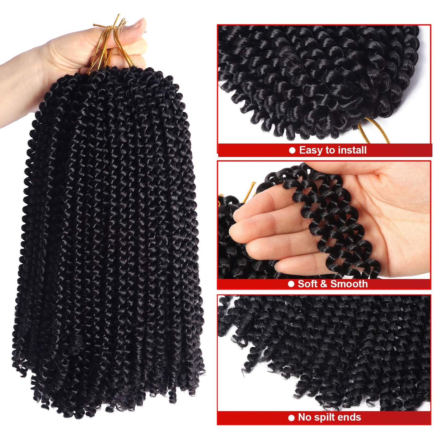 Spring Twist Hair 10 inch 6 Packs Fluffy Spring Twist Crochet Hair Passion Twist Crochet Hair Synthetic Braiding Hair Extensions 15 Strands (10inch, 1)