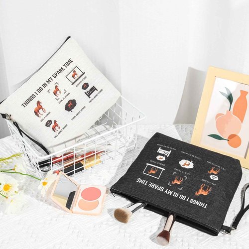 SOIDRAM 2PCS Western Makeup Bag Cow Makeup Bag Cosmetic Bag Travel Toiletry Bag