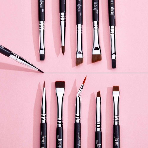 Jessup Eyeliner Brush Set, Professional Eye Liner Makeup Brushes 11pcs, Angled Flat Definer Ultra Fine Bent Pencil Point Eyeliner Brushes for Precision Liner, T324