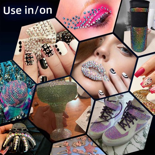 MUZOXEN 1200Pcs 6mm Resin Flatback Rhinestone Bulk, Bling AB Lake Blue Flat Back Round Jelly Rhinestones Non Hotfix Crystal Gems for DIY Manicure Nails Clothes Tumblers Crafts Decoration