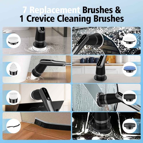 Dreazu G2-Pro Electric Spin Scrubber - IPX7 Waterproof 10-in-1 Shower Cleaner Brush, Retractable Handle & 2-Speed for Bathroom, Bathtub, Kitchen, Tile Floors
