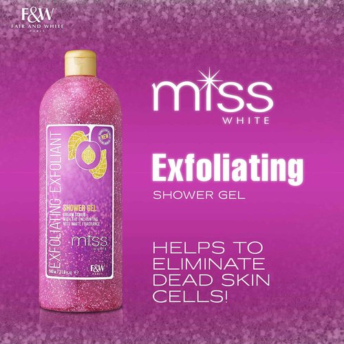 FAIR & WHITE Miss White Exfoliating Shower Gel 940ml/31.8 Fl Oz - Formulated to Exfoliate Skin, with Pomegranate and Glycerin