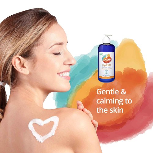 Sea Kind All Natural Hydrate Ocean Breeze Sea Plant Hand and Body Lotion for Women and Men, Essential Oil Scent, 16 Fl Oz, Non Comedogenic, Vegan Moisturizer for Dry and Sensitive Skin, No Parabens