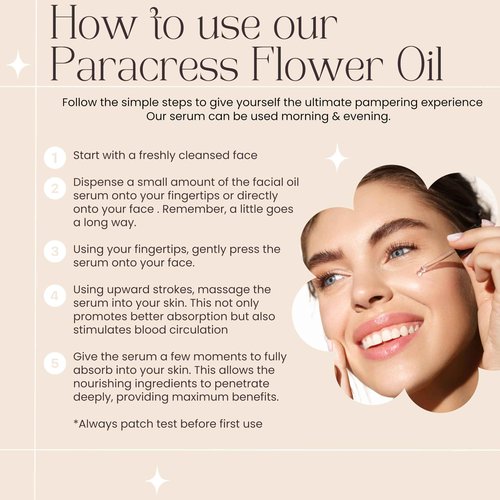 100% Organic Paracress Flower Spilanthes Facial Oil Serum for Face MCT Coconut Oil Infused with Paracress Spilanthes Acmella Oleracea Flowers for Anti-Aging Anti-Wrinkle Moisturizing Miracle 1 Fl Oz