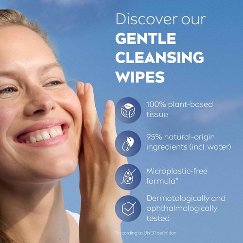 NIVEA 3-in-1 Refreshing Face Cleansing Wipes (40 Count), Normal/Combination Skin, Biodegradable, Plant-Based Fibres, Makeup Remover, Dermatologically Tested