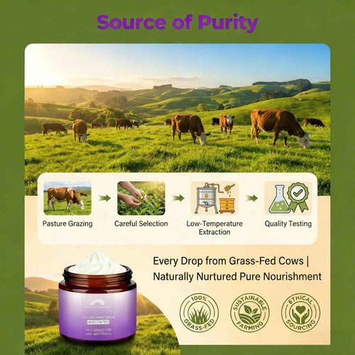 Beef Tallow for Skin, Hydrating Tallow and Honey Balm, Nourishing Grass-Fed With Honey Moisturizer – Natural Skincare Tallow Balm for Dry, Sensitive, or Irritated Skin- Unscented-4oz