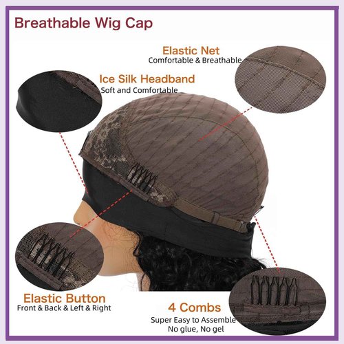 Prisyfab Body Wave Headband Wig Headband Wigs for Black Women Human Hair Glueless Wear and Go Glueless 100% Brazilian Virgin Human Hair Headband Wig 150% Density (16inch)