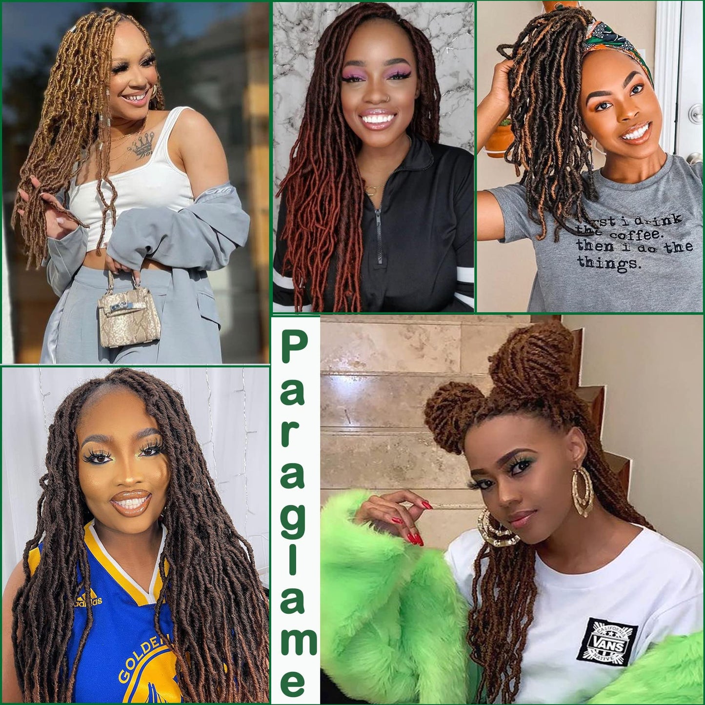 Paraglame Ginger Soft Locs Crochet Hair 14 Inch 8 Packs Faux Locs Crochet Braids Pre-looped Synthetic Goddess Locs 350# Color Curly Wavy Crochet Braids Hair Extension For Black Women (8Packs, 350#)