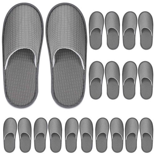 SynoRiver 10 Pairs Spa House Slippers, Non Slip Disposable Slippers For Guest, Washable Reusable, Can be Used as Women Men, House, Indoor, Bathroom, Bedroom, Hotel, Bride (Polar fleece（Grey）