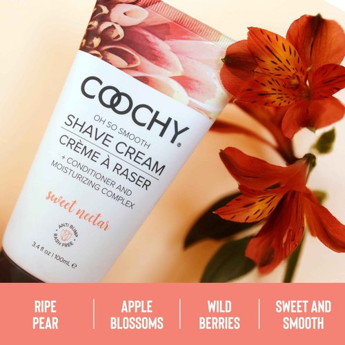 Coochy Shave Cream - Moisturizing Shave Lotion - Gentle Intimate Shaving Cream - For Bikini Area, Underarms, Legs & More - Rash-Free, Hydrating Formula - Sweet Nectar, 32 oz