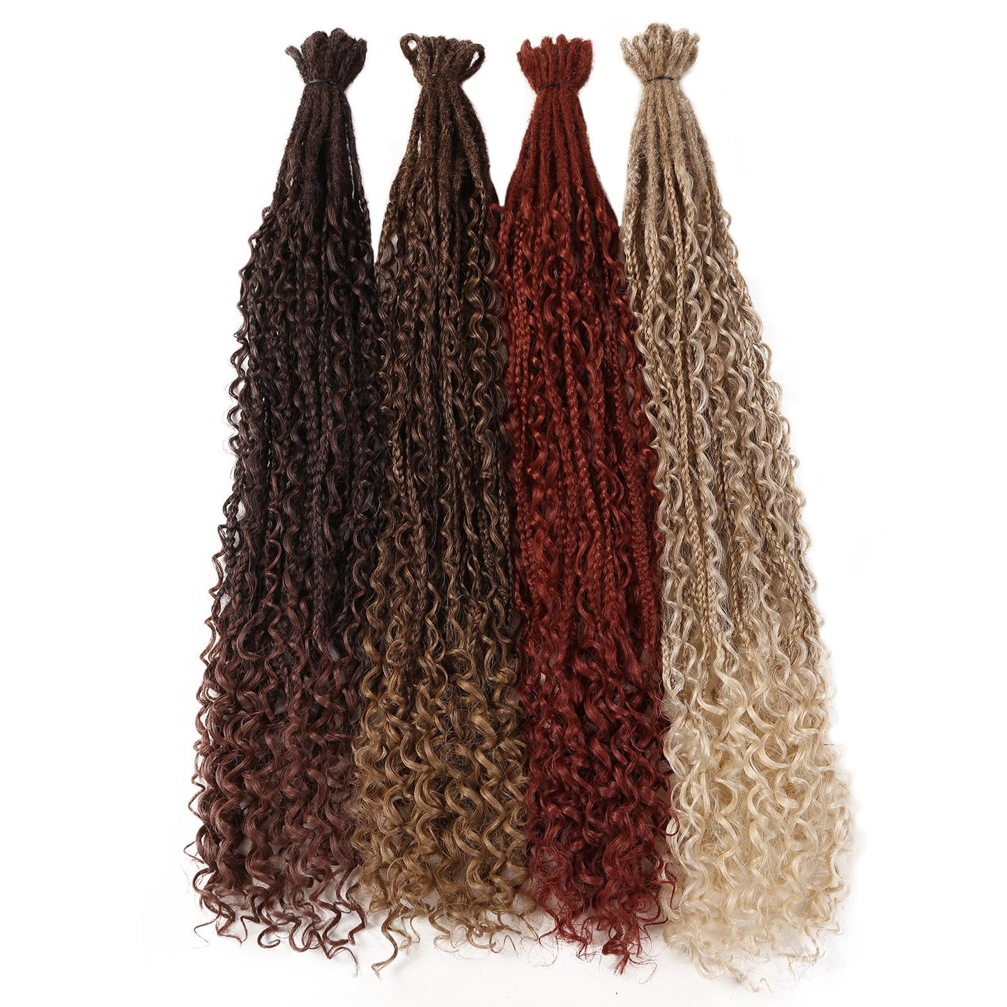 HANNE Boho Synthetic Dreadlock Extensions with Box Braids Soft Double Ended Dreadlock Extensions for women 24Inch 10 Brands Crochet Thin DE Dreadlocks Blonde to Blonde (10 Strands/Pack MT27/613)