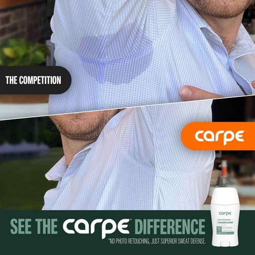 Carpe Underarm Antiperspirant and Deodorant, Clinical strength antiperspirant with all-natural eucalyptus scent, Combat excessive sweating and stay fresh. Great for hyperhidrosis (Pack of 2)