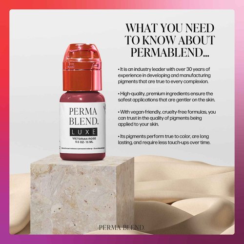 Perma Blend Luxe - Victorian Rose - Microblading Ink to Enhance Lip Color - Lip Tattoo & Lip Blushing Supplies for Permanent Lip Color - Muted Mauve Lip Blush - Vegan (0.5 oz)