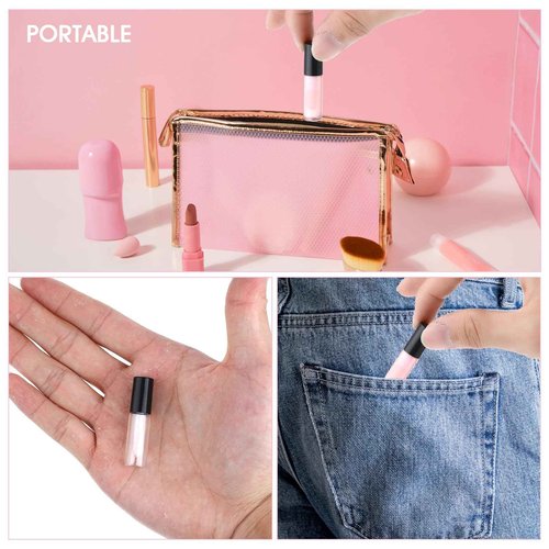 WLLHYF 100 Pcs Mini Lip Gloss Tubes, Refillable Lip Balm Bottle Transparent Empty Containers Travel Personal Cosmetic Inserts Cosmetic Tools Mini Lipstick Containers for Women DIY Makeup