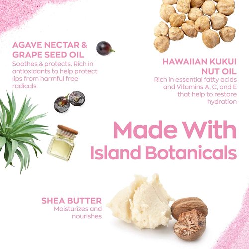 Hanalei Sugar Lip Scrub and Lip Treatment (Rose Tint) Bundle, Made with Raw Cane Sugar and Real Hawaiian Kukui Nut Oil (Cruelty free, Paraben free)