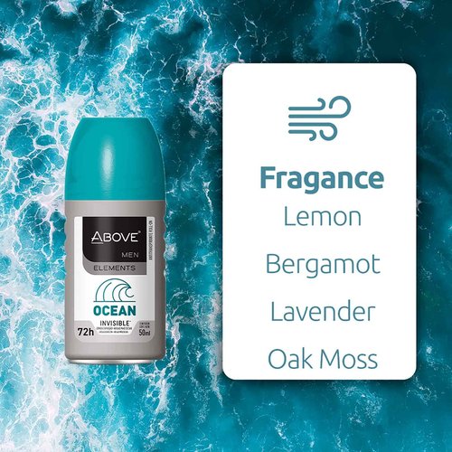 ABOVE Roll-On Elements Set, Ocean, 4 Pcs - Ball Deodorant for Men - 72-Hour Protection - Sensual Fragrance - Dry Touch - No Stains - Antiperspirant
