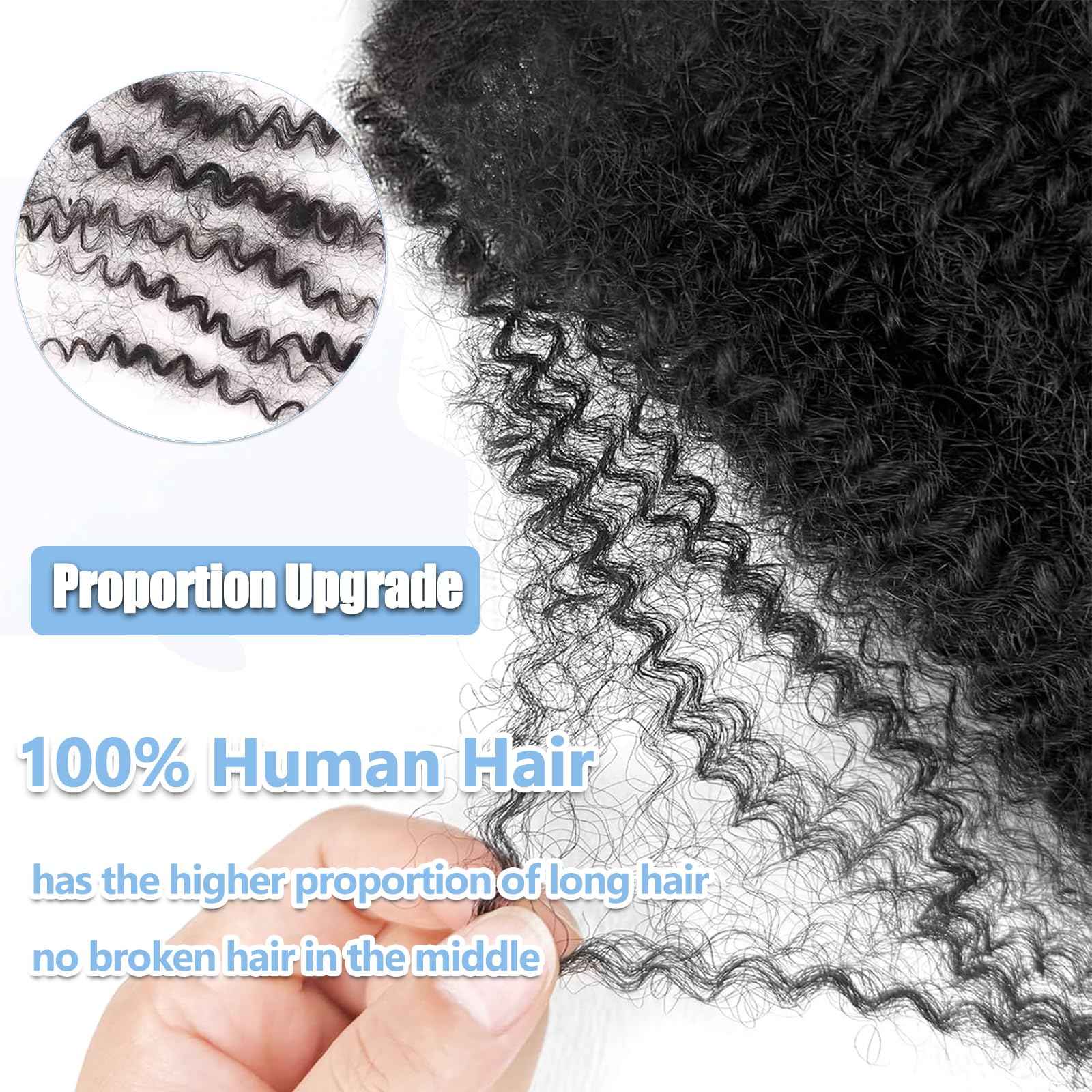 Afro Kinkys Bulk 100% Human Hair For Dreadlock Extensions Afro Kinky Curly Human Braiding Hair For Repair Crochet Dreads Loc Twist Braids (#1B, 18Inch-50Gram)