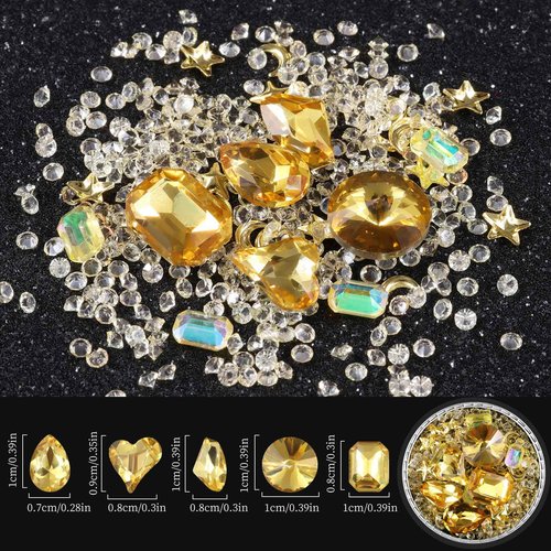 6 Wheels Mixed Sparkle Nail Art Rhinestones Diamonds Crystals Butterfly Beads Artificial Pearls Gold Silver Nail Studs Gems Metal Hollow Rivets Charms (Kit-4)