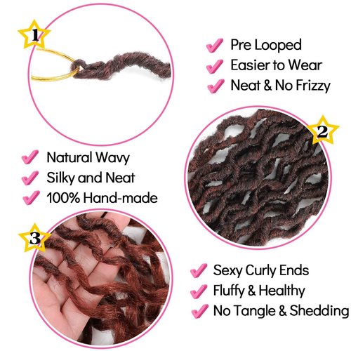 Karida Faux Locs Crochet Hair - 24 Inch, Wavy Goddess Locs With Curly Ends, Boho Style For Black Women (8 Packs, T350#)