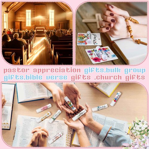 50 Pack Christmas Christian Gifts Bulk for Women Men Religious Lip Balms Bulk Church Party Favors Christmas Party Gifts Stocking Stuffers Bible Verse Study Supplies for Employee Staff Coworker