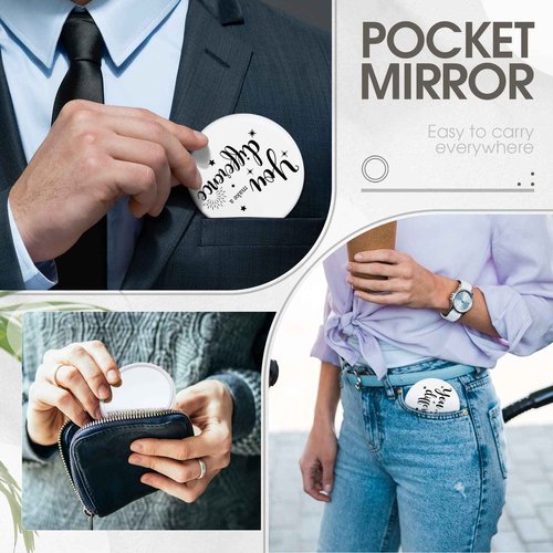 Hoolerry 24 Pcs Christmas Inspirational Compact Mirror Bulk for Women You Make a Difference Round Portable Mini Pocket Makeup Mirror for Employee Coworker Team Building Staff Group Member Gifts