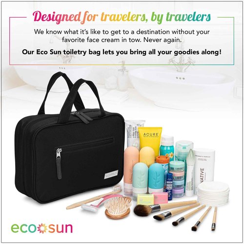 Eco Sun Hanging Travel Toiletry Bag — Designed in Hawaii — Water-resistant Travel Organizer for Bathroom Accessories